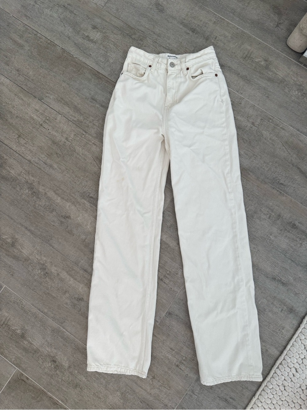 Reformation Cary High Rise Slouchy Wide Leg Jeans Waist 25 White